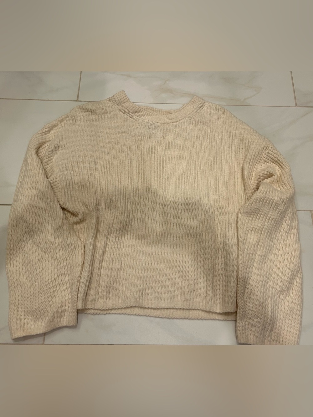 GAP Cream Ribbed Crewneck Sweatshirt